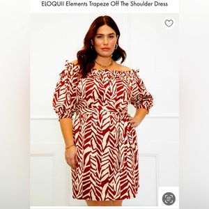 ELOQUII Elements off the shoulder trapeze dress.